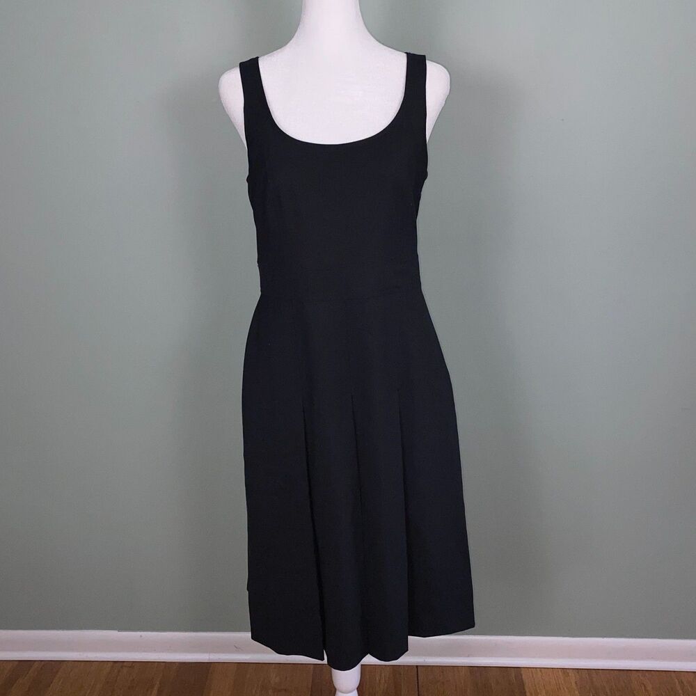 Theory Sleeveless Wool Black Dress Womens 10 Pleated LBD Party Formal Whimsigoth